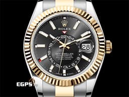 ROLEX 勞力士 Sky-Dweller 336933 天行者 不鏽鋼&18K黃金材質 半金款 年曆錶 <font color=#FF0000><font color=#ffff00>半金黑色面盤天行者 Cal.9002機芯 </font> 2024年保卡 板帶款 </font> 自動上鍊 42mm