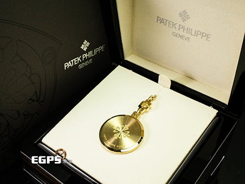 PATEK PHILIPPE 百達翡麗 18K黃金材質 百達翡麗標誌圖案圓形鑰匙鏈 圓形鑰匙圈 配有帶球扣的錨鏈 7.6錢