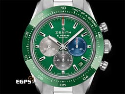 ZENITH 真力時 El Primero 系列 Chronomaster Sport <font color=#4cc844>綠色陶瓷圈錶圈 綠色面盤</font> 03.3119.3600/56.M3100 高振頻 1/10秒計時碼表 <font color=#FF0000>2024年保單</font> 自動上鍊 41mm