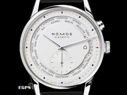 NOMOS Glashuette 諾莫斯 格拉蘇蒂 型號805 Zürich 蘇黎世系列 World Time 二十四世界時區 不鏽鋼 <font color=#FF0000>DUW 5201自製機芯 台灣公司貨</font> 德國錶 自動上鍊 40mm