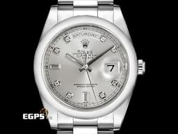 ROLEX 勞力士 Oyster Perpetual Day-Date 36 蠔式 星期日曆型 118209 <font color=#DDDDDD>銀色太陽紋 鑽石時標面盤</font> 18K白金 經典 DD36 <font color=#FF0000>盒證齊全</font> 自動上鍊 36mm