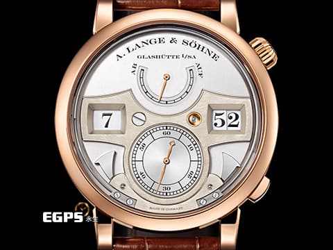 A.LANGE &amp; SÖHNE 朗格 Lange Zeitwerk 時間橋 貓頭鷹 大數字瞬跳 145.032 玫瑰金材質 2022年保單 僅收藏品未使用品 保有原廠膠膜  STRIKING TIME 世上首款配備跳字顯示和可見鳴響裝置的機械腕錶。每刻鐘，腕錶設置在右邊的音槌敲響音簧，產生高亢的音調；於整點時，左邊的音槌便會敲擊左方的音簧，發出低沉的音調 手動上鍊 44.2mm