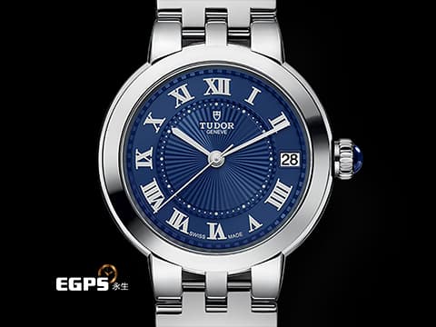TUDOR 帝舵 Clair de Rose 玫瑰系列 35800-0009 藍色浮雕裝飾面盤 不鏽鋼 大三針&nbsp;2025年保卡 自動上鍊 34mm
