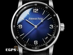 Audemars Piguet AP 愛彼 AP錶 Code 11.59系列 15210BC.OO.A002KB.01 <font color=#0000E3>煙燻藍色太陽紋亮漆面盤</font> 15210 BC 大三針 18K白金 <font color=#FF0000>2023年保卡</font> 自動上鍊 41mm