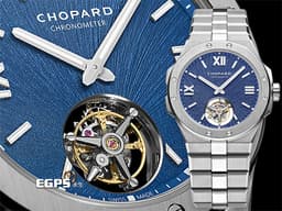 CHOPARD 蕭邦 ALPINE EAGLE 雪山傲翼 系列 298616-3001 不鏽鋼材質 <font color=#49bcd7>藍色拉絲紋面盤 </font> <font color=#FF0000> LUC 22K金自動盤 日內瓦認證 陀飛輪 2023年保單 新錶參考訂價：4,172,000元</font> 自動上鍊 41mm