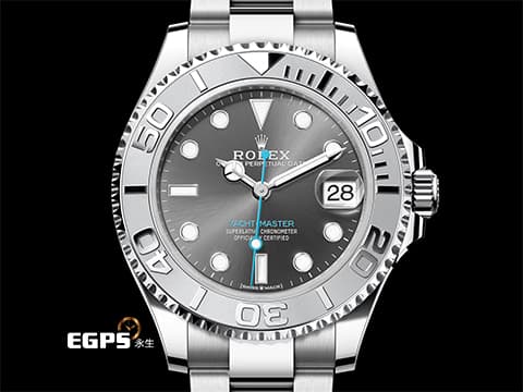 ROLEX 勞力士 Yacht-Master 37 蠔式 遊艇名仕型 268622 石板灰色面盤搭配藍色秒針 PT950 鉑金刻度錶圈 不鏽鋼 中型 2025年保卡 自動上鍊 37mm