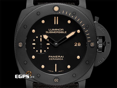 PANERAI 沛納海 Luminor Submersible 1950 3 Days PAM00508 PAM508 黑色陶瓷材質 菸草色時標及指針  2015年保單 限量編號證書 限量1000支 經典47mm大錶徑  自動上鍊 47mm