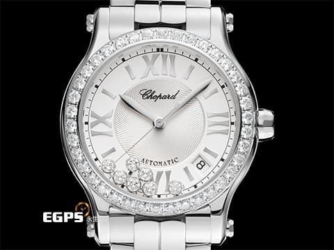 CHOPARD 蕭邦 Happy Sport 快樂鑽 278559-3004 不鏽鋼材質 原廠7顆圓形跑鑽 原廠鑲嵌鑽石錶圈 2025年保單 自動上鍊 36mm