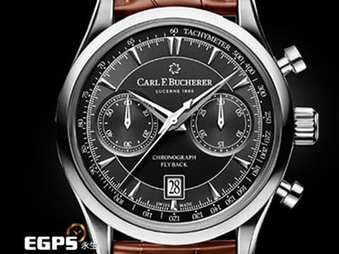 Carl F. Bucherer 寶齊萊 Manero 馬利龍系列 00.10919.08.33.01 不鏽鋼材質 自製天文台認證機芯 飛返計時碼表 古典優雅氣質黑面盤搭配鱷魚皮錶帶 2022年保卡 台灣公司貨 附原廠全新鏈帶  自動上鍊 43mm