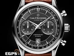 Carl F. Bucherer 寶齊萊 Manero 馬利龍系列 00.10919.08.33.01 不鏽鋼材質 <font color=#fdd684>自製天文台認證機芯 飛返計時碼表 古典優雅氣質黑面盤搭配鱷魚皮錶帶</font> <font color=#ff0000>2022年保卡 台灣公司貨 附原廠全新鏈帶 </font> 自動上鍊 43mm