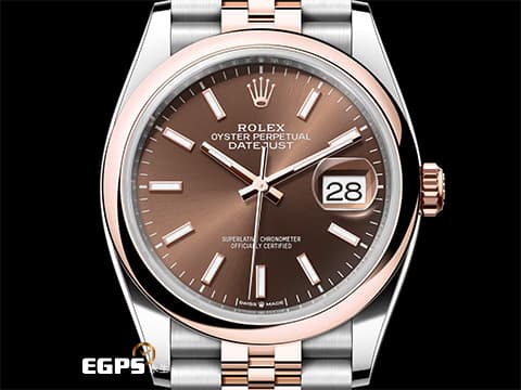 ROLEX 勞力士 Datejust 36 蠔式日誌型 126201 巧克力色面盤 經典 DJ36 永恒玫瑰金 半金款 2024年保單 紀念型（Jubilee）五銖錶帶 自動上鍊 36mm