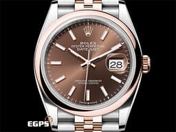 ROLEX 勞力士 Datejust 36 蠔式日誌型 126201 <font color=#D2691E>巧克力色面盤</font> 經典 DJ36 永恒玫瑰金 半金款 <font color=#FF0000>2024年保單 紀念型（Jubilee）五銖錶帶</font> 自動上鍊 36mm