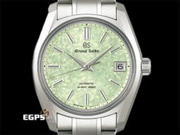 GRAND SEIKO 特級精工 GS 精工 Heritage Collection系列 SBGH343 Hi-Beat 36000 高振頻 <font color=#d7ec9d>錶盤設計源自 二十四節氣「清明」，此時萌發的櫻花新葉，淺粉色的櫻花花瓣間，新葉在陽光下閃爍著清新的淺綠色光芒</font> 白鈦材質 <font color=#FF0000>2024年保單</font> 自動上鍊 38mm