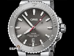 ORIS 豪利時 Aquis Date 時間之海 0173377304153 不鏽鋼材質 <font color=#FFFFFF>灰色面盤</font> <font color=#FF0000>2024年保單</font> 潛水錶 自動上鍊 43.5mm