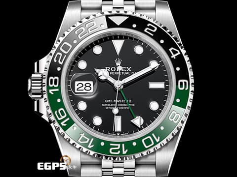 ROLEX 勞力士 GMT-Master II 格林威治型 126720 VTNR  綠黑框 雪碧 左冠錶 126720VTNR 勞力士歷史裡罕見的左冠錶 2024年新式保單  五株蠔式錶帶 自動上鍊  40mm