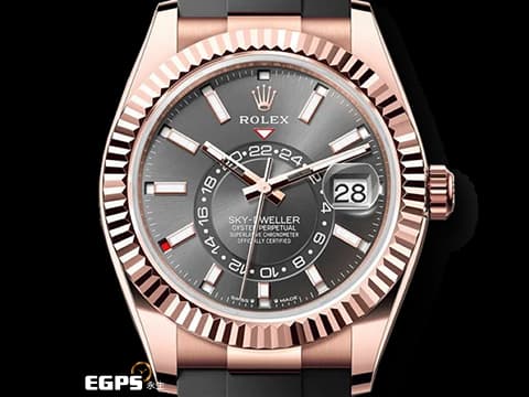 ROLEX 勞力士 Sky-Dweller 336235 蠔式 天行者 沙羅裝置 年曆錶 18K玫瑰金材質 自動上鏈 2023年最新款 Oysterflex橡膠錶帶 2024年新式綠卡  石板灰色錶面     此錶歡迎各路錶友以PP、AP、勞力士 來店交換，本店將以最高價評估～42mm