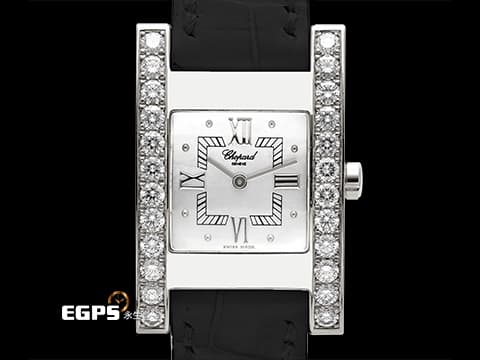 CHOPARD 蕭邦 Your Hour系列 445-1 白K金材質 H型 珍珠母貝面盤 原廠鑲鑽 鑽石時標  石英機芯 19*26mm