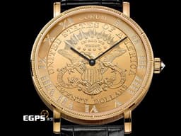 CORUM 崑崙 經典系列 金幣錶 082.515.56/0001 MU65 18K黃金材質錶殼、帶扣 22K黃金材質背蓋 Double Eagle <font color=#ffff00>自由女神頭像雙鷹金幣</font> <font color=#FF0000>2021年保單 台灣公司貨 錶友未使用蒐藏品 新錶參考訂價：1,580,000元</font> 自動上鍊 43mm