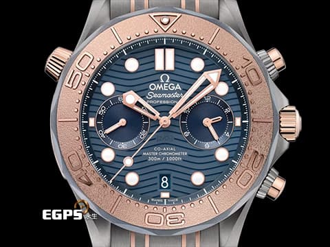 OMEGA 歐米茄 Seamaster Diver 300 海馬 21060445103001 鉭金屬+鈦金屬+Sedna金材質 計時碼表 藍色波浪紋陶瓷面盤 同軸擒縱 2023年保單 每只錶有獨立編號加特殊錶盒 值得收藏 排氦氣閥 潛水錶 自動上鍊 44mm