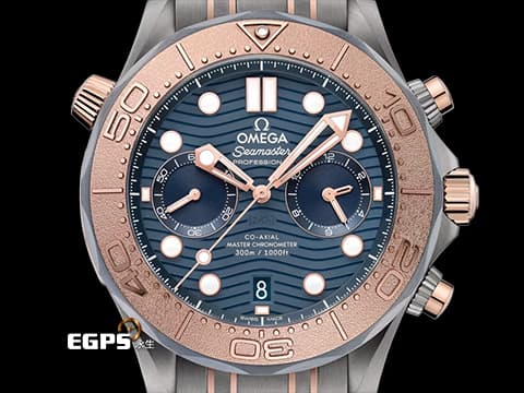 OMEGA 歐米茄 Seamaster Diver 300 海馬 21060445103001 鉭金屬+鈦金屬+Sedna金材質 計時碼表 藍色波浪紋陶瓷面盤 同軸擒縱 排氦氣閥 潛水錶&nbsp;2023年保單 每只錶擁有獨立編號 特殊錶盒 值得收藏&nbsp;自動上鍊 44mm