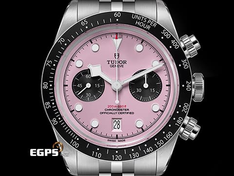 TUDOR 帝舵 Heritage Black Bay Chrono 碧灣 79360N-0019 計時碼錶 最熱門、最具話題性 粉紅熊貓面盤 周杰倫、貝克漢代言款&nbsp;不鏽鋼材質&nbsp;2025年保卡 搭配最新快速調節「T-fit」折疊扣 自動上鍊 41mm