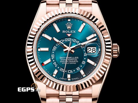 ROLEX 勞力士 Sky-Dweller 336935 天行者 玫瑰K金材質外圈 年曆錶  最新款 藍綠色面天行者336935 Cal.9002機芯 紀念型（Jubilee）錶帶 2024年單 保有部分原廠膠膜 自動上鍊 42mm