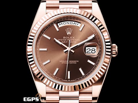 ROLEX 勞力士 Day-Date 40 蠔式 星期日曆型 228235 巧克力色面盤  永恆玫瑰金 DD40  2024年保卡 元首型（President）錶帶 總統帶 自動腕錶 40mm