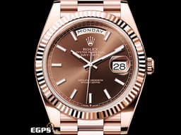 ROLEX 勞力士 Day-Date 40 蠔式 星期日曆型 228235 <font color=#D2691E>巧克力色面盤 </font> 永恆玫瑰金 DD40  <font color=#FF0000>2024年保卡 元首型（President）錶帶 總統帶</font> 自動腕錶 40mm