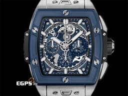 Hublot 宇舶 Spirit of Big Bang Titanium Blue 大爆炸 靈魂系列 642.NL.7170.RX 計時碼表 <font color=#4169e1>藍色陶瓷錶圈、鏤空面盤</font> 鈦金屬材質 <font color=#ff0000>2024年電子保單</font> 自動上鍊 42mm