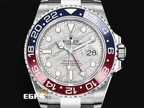 ROLEX 勞力士 GMT-Master II 格林威治型 126719BLRO Met 兩地時區 停產絕版錶款&nbsp;Meteorite 隕石面盤 紅藍雙色陶瓷圈 Pepsi 百事圈 可樂圈 18K白金材質 2023年保卡 已貼膜&nbsp;自動上鍊 40mm