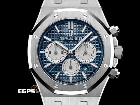 Audemars Piguet 愛彼 AP錶 Royal Oak 皇家橡樹 26331ST.OO.1220ST.01 藍色格紋面盤  鍊帶款 自動上鍊 計時碼錶 2018年保單 新式保卡 台灣公司貨 自動上鍊 41mm