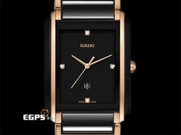 RADO 雷達 Integral 精密陶瓷系列 R20207712 精密陶瓷+不鏽鋼鍍金材質 <font color=#e2e2e2>鑲嵌4顆鑽石時標（0.026克拉）</font> <font color=#ff0000>2024年保單</font> 石英機芯 31mm