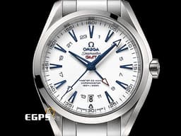 OMEGA 歐米茄 Seamaster海馬 Aqua Terra 150 GMT 兩地時間 23190432204001 <font color=#FFFFFF>亮白色漆面錶盤</font> 鈦金屬 <font color=#0080FF>GoodPlanet基金會 藍色指針、時標</font> 同軸擒縱 <font color=#FF0000>2024年保單</font> 自動上鍊 43mm