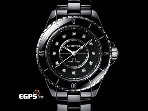 CHANEL 香奈兒 J12 Caliber 12.2系列 Black Ceramic H9742 黑陶瓷 鑲嵌12顆鑽石時標(總重約0.06克拉) 新機芯 透明錶背 2025年保卡 自動上鍊 33mm