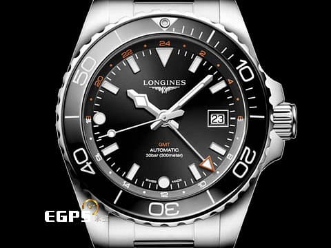 LONGINES 浪琴 HYDROCONQUEST GMT 康卡斯 深海征服者 L37904566 兩地時間 浪鬼 黑色陶瓷錶圈 黑色面盤 黑水鬼 不鏽鋼 最新款浪鬼 2024年保單 潛水錶 自動上鍊 41mm