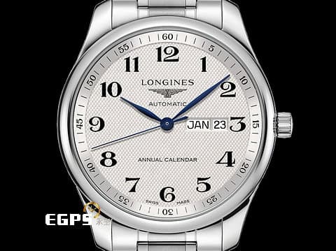 LONGINES 浪琴 Master Collection Annual Calendar 名匠 巨擘系列 L29204786 經典銀白色麥穗紋面盤 不鏽鋼 大三針 年曆錶 月份、日期顯示 2024年保單 自動上鍊 42mm