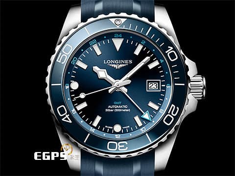 LONGINES 浪琴 Hydro Conquest GMT 康卡斯 深海征服者 L37904969 兩地時間 浪鬼 藍色陶瓷錶圈 藍色面盤 藍水鬼 橡膠錶帶 不鏽鋼 最新款浪鬼 2024年保單 潛水錶 自動上鍊 41mm