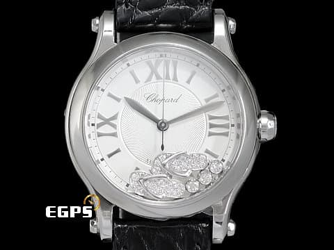 CHOPARD 蕭邦 Happy Sport 快樂鑽 夾腳拖 跑鑽 278559-3001 原廠3顆圓形跑鑽 2個拖鞋跑鑽 2024年保單 自動上鍊 36mm