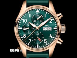 IWC 萬國錶 Pilot`s Chronograph 41 飛行員 18K玫瑰金材質 計時碼表 IW388110 <font color=#4cc844>綠色面盤</font> 飛行錶 <font color=#FF0000>最新EasX-CHANGE錶帶更換系統 2024年保卡 星期日期顯示</font> 自動上鍊 41mm