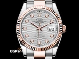 ROLEX 勞力士 蠔式 Datejust 126231 蠔式日誌型 永恒玫瑰金 半金 <font color=#FFFF00>絕版雷射坑紋面 銀色坑紋面盤 原廠鑲嵌鑽石時標</font> <font color=#ff0000>2024年保卡</font> 自動上鍊 36mm