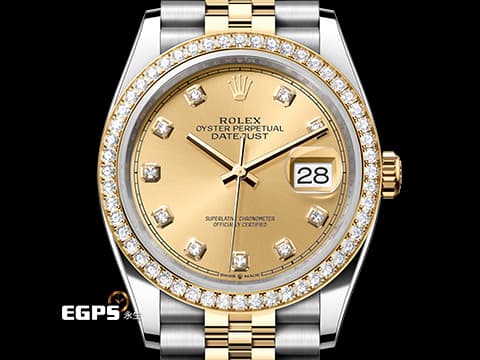 ROLEX 勞力士 DATEJUST 蠔式日誌型 126283 半金款 126283RBR 2024年保單 紀念型 五珠鏈帶 超夯香檳色面盤 原廠鑲鑽錶圈 原廠鑲鑽時標  自動上鍊 36mm