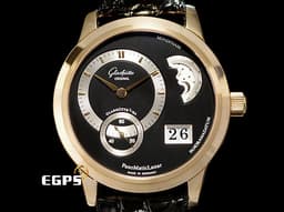 Glashutte Original 格拉蘇蒂 原創 GO錶 PanoMaticLunar系列 90-02-06-01-04 <font color=#f3baa1>德國腕錶工藝 經典偏心面盤 招牌雙鵝頸微調裝置、3/4夾板 玫瑰金材質</font> 月相盈虧 大日期窗 小秒針 <font color=#FF0000>台灣公司貨</font> 自動上鏈 40mm