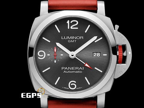 PANERAI 沛納海  Luminor GMT ION Speical Edition PAM1177 新加坡55年國慶 ION商場聯名 限量100只 PAM1177 灰色太陽紋三明治面盤 三日鍊 兩地時區 不鏽鋼 2021年保單 自動上鍊 44mm