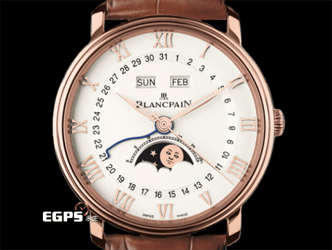 BLANCPAIN 寶鉑 Villeret 系列 Quantième Complet 6654-3642-55B 玫瑰金 全日曆、月相盈虧 經典白色奶油面盤 自動上鍊 40mm