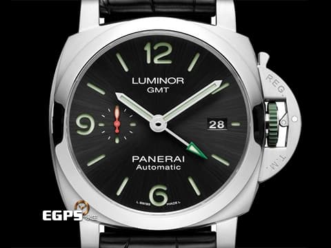 PANERAI 沛納海 Luminor GMT PAM1971 PAM01971 三日鍊 兩地時間 小秒針 不鏽鋼材質 慶祝阿聯酋成立50周年 紀念限定款 限量200支 黑色放射紋面盤  2022年保卡 自由搭配原廠四色錶帶  自動上鍊 44mm