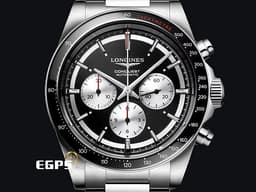 LONGINES 浪琴 Conquest Chronograph 康卡斯 征服者 L38354526 <font color=#4F4F4F>黑熊貓 黑色錶面</font>搭配<font color=#DDDDDD>銀色計時盤</font> 計時碼表 陶瓷錶圈 不鏽鋼 <font color=#FF0000>2024年保單</font> 自動上鍊 42mm