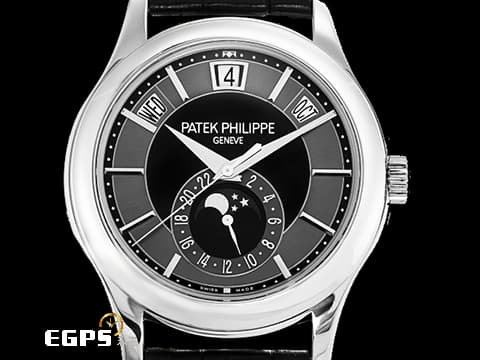 Patek Philippe 百達翡麗 PP錶 Annual Calendar 年曆錶 5205G-010 月相盈虧 日夜顯示 18K白金材質 PP印記 5205 G&nbsp;自動上鍊 40mm