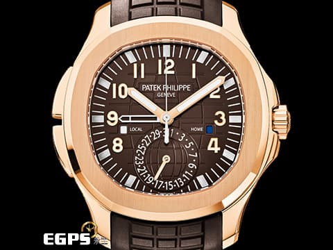Patek Philippe 百達翡麗 PP錶 Aquanaut 海底探險家 5164R-001 玫瑰金材質&nbsp;2025年保單&nbsp;巧克力色格紋面盤 二地時間 畫夜顯示 自動上鏈 40mm