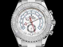 ROLEX 勞力士 YACHT-MASTER II 116689 遊艇名仕型 18K白金材質 <font color=#33CCFF> 全白金大遊艇 白賓士金針</font> <font color=#FF0000>2021年新式保卡 跳色紅針</font> <font color=#FFFF33>鉑金材質旋轉錶外框 帆船倒數計時功能</font> 自動腕錶 44 mm