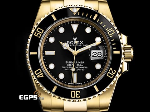 ROLEX 勞力士 Submariner 潛航者 116618LN 陶瓷框 18K黃金材質 全金黑水鬼 2019年保卡&nbsp;潛水錶 自動上鏈 40mm